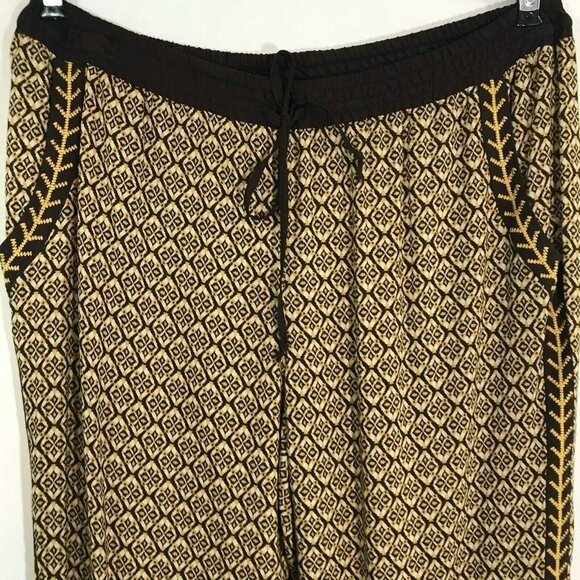 IVY JANE Pants Women Small Brown Yellow Relaxed Fit Elastic Waist Pockets NWT - Picture 2 of 7